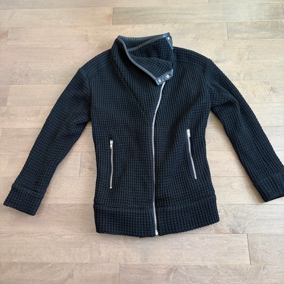 IRO Jackets & Blazers - IRO Chelane Black Waffle Knit Leather Trimmed Jacket